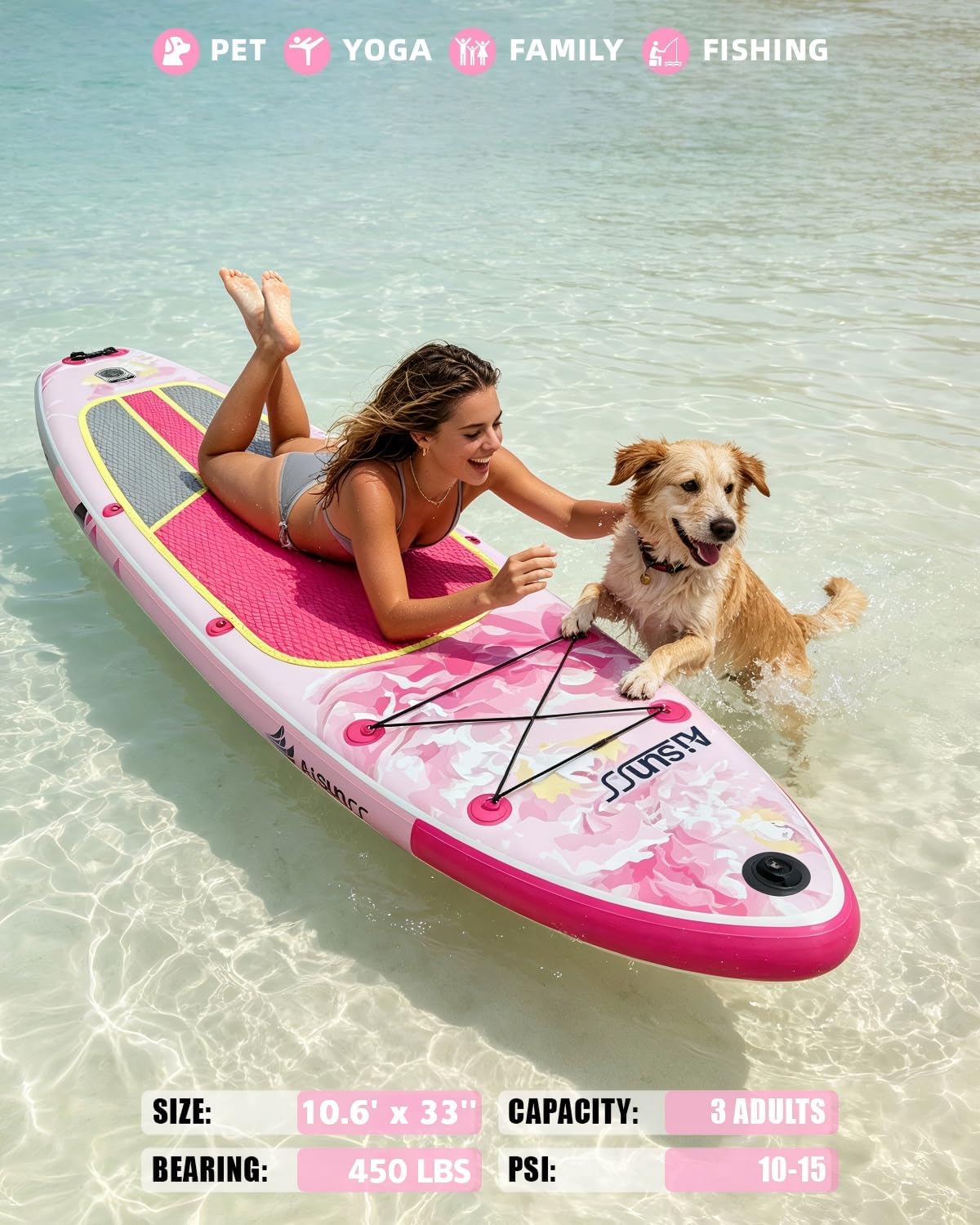 Inflatable Paddle Board for Adult, Paddle Board for All Skill Levels, Wide SUP Board with Primium Accessories Include SUP Carry Bag, Hand Pump, 10L Waterproof Bag