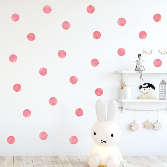 ROFARSO 120 Decals 2.2'' Pink Polka Dots Wall Decals Stickers DIY Removable Peel & Stick Wall Art Decorations Home Decor for Nursery Bedroom Living Room Playing Room