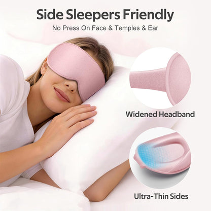 Sleep Mask for Women Men - 100% Blackout Eye Masks for Sleep - 3D Soft Sleeping Mask for Side Sleepers - Zero Pressure Lash Extensions Eye Cover Shade for Airplane Travel Essentials, Pink