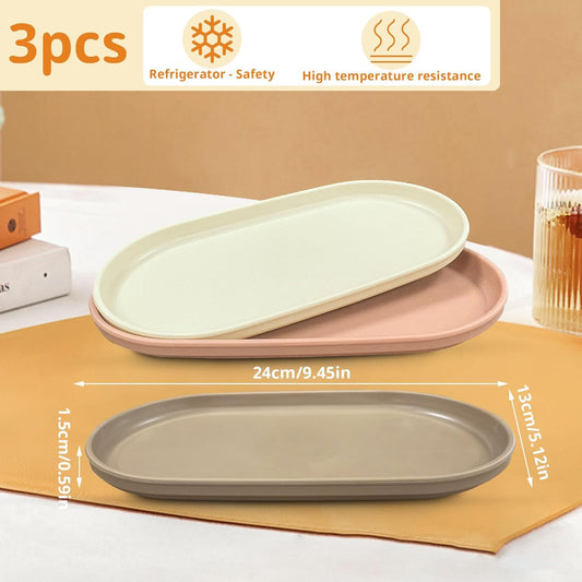 LELE LIFE 3Pcs Serving Platters and Trays for Serving Food, Drop Resistant Serving Platter Trays for Decor Cheese Tray Dishes Table Trays Decorative Fruit Tray,Pink, Beige, Brown
