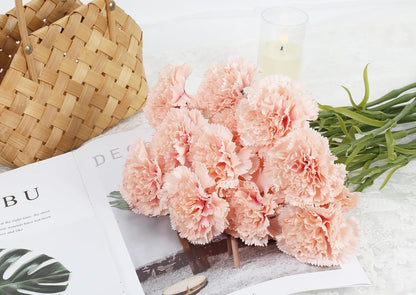 Light Pink Carnations Fake Flowers 15PCS Silk Carnations Artificial Flowers 20.47" Long Stems Faux Flowers Bulk for Wedding Bridal Bouquets, DIY Crafts, Home Party Garden Decor(Light Pink)