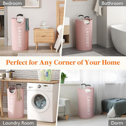 Lifewit 100L 2-Pack Large Laundry Basket, Collapsible Laundry Hamper with Aluminum Handles, Waterproof Freestanding Dirty Clothes Hampers for Laundry Room Bedroom Dorm Bathroom, Pink