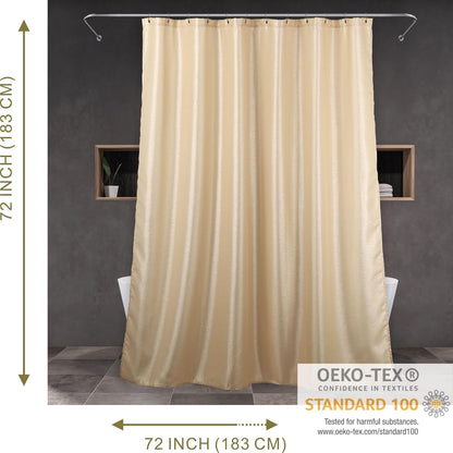 Champagne Gold Sparkle Shower Curtain: Creamy Peach Gold Glitter Shiny Fabric Decorative Shower Curtains for Bathroom - Waterproof Washable Light Apricot Silver Metallic Satin Bath Curtain - 72x72