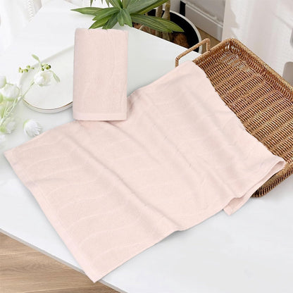 2-Piece Hand Towels for Bathroom with Wavy Striped Jacquard, Premium Quick Dry Spa Face Towels 13"x29", Blush Pink