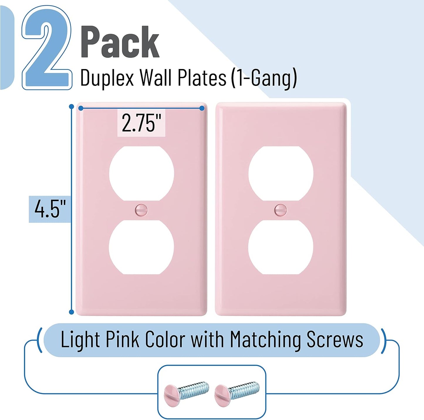 Bates- Duplex Receptacle Wall Plates, 2 Pack, Pink, Electrical Outlet Cover Plates, Electric Outlet Cover, Wall Outlet Cover, Outlet Plate, Outlet Wall Plate, Wall Outlet Cover Plate