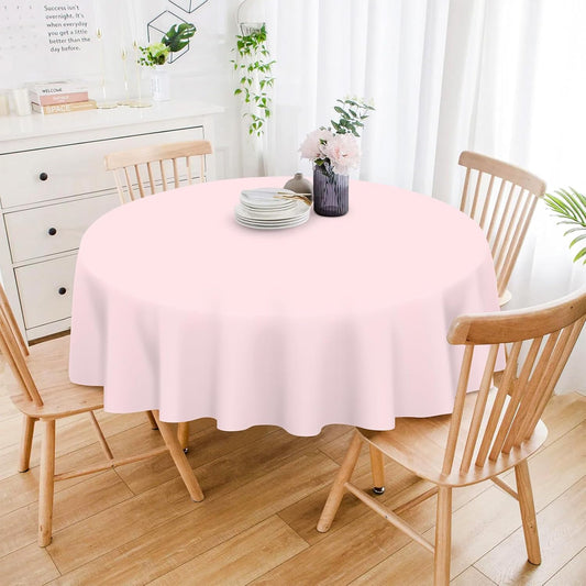 Mulbozy 12 Pack Pink Round Tablecloth, 84 Inches Plastic Table Cover, Premium Disposable Round Party Tablecloth for Restaurant Dinners, Wedding, Grad Party, Baby Shower, Outdoor Camping