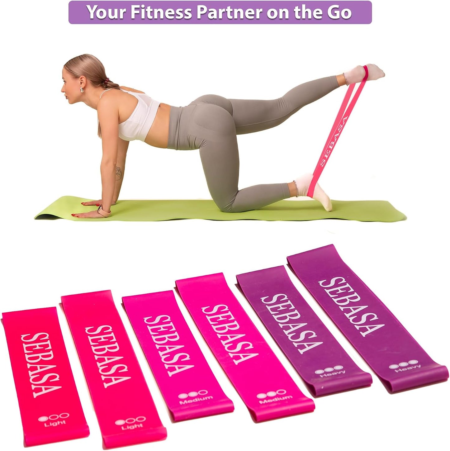 Dual-Size Exercise Bands, Mini Loop Resistance Bands, Set of 6 Elastic Bands, Small Exercise Bands, Fitness Bands Assorted Sizes, Full Body Workout Bands, Natural Latex Fitness Bands