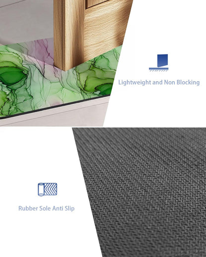 Green Pink Ink Marble Stone Bath Mat, Nautical Water Ripples Abstract 18" x 30" Super Absorbent, Dries Quickly, Non-Slip Diatomaceous Earth Bath Mats for Bathroom Kitchen Laundry