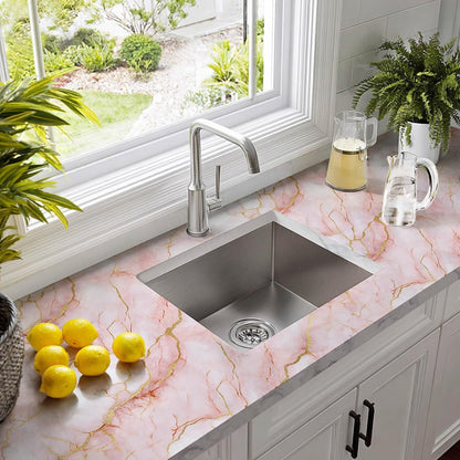 HOMETITUTE Pink Gold Marble Wallpaper Peel and Stick Contact Paper Thickened Waterproof DIY Wall Decor Removable Wall Mural PVC 15.7x39.4 Inches for Bedroom Living Room Home Style Refresh