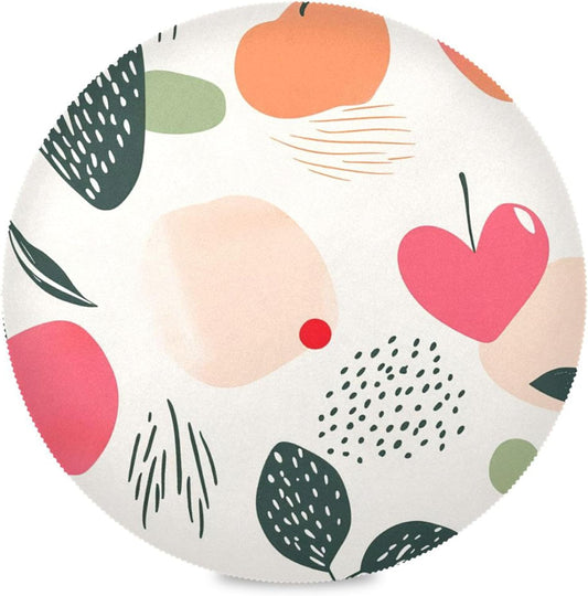 Round Placemats Set of 4 Peach and Heart Washable Non-Slip Heat Resistant Place Mats, 15.4” Dining Table Place Mats for Kitchen Holiday Party Decoration