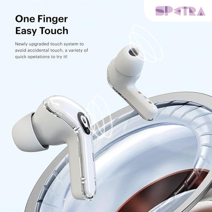 Crystal Earbuds (Pastel Pink) - Dive into a World of Color and Sound with Chic Pastel Hues & Transparent LED Display Case - Premium Wireless Audio Experience