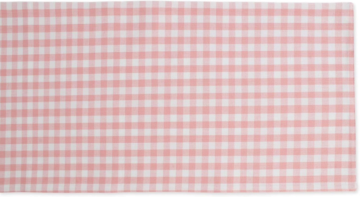 DII Gingham Check Tabletop Collection, Pink, Table Runner, 14x72