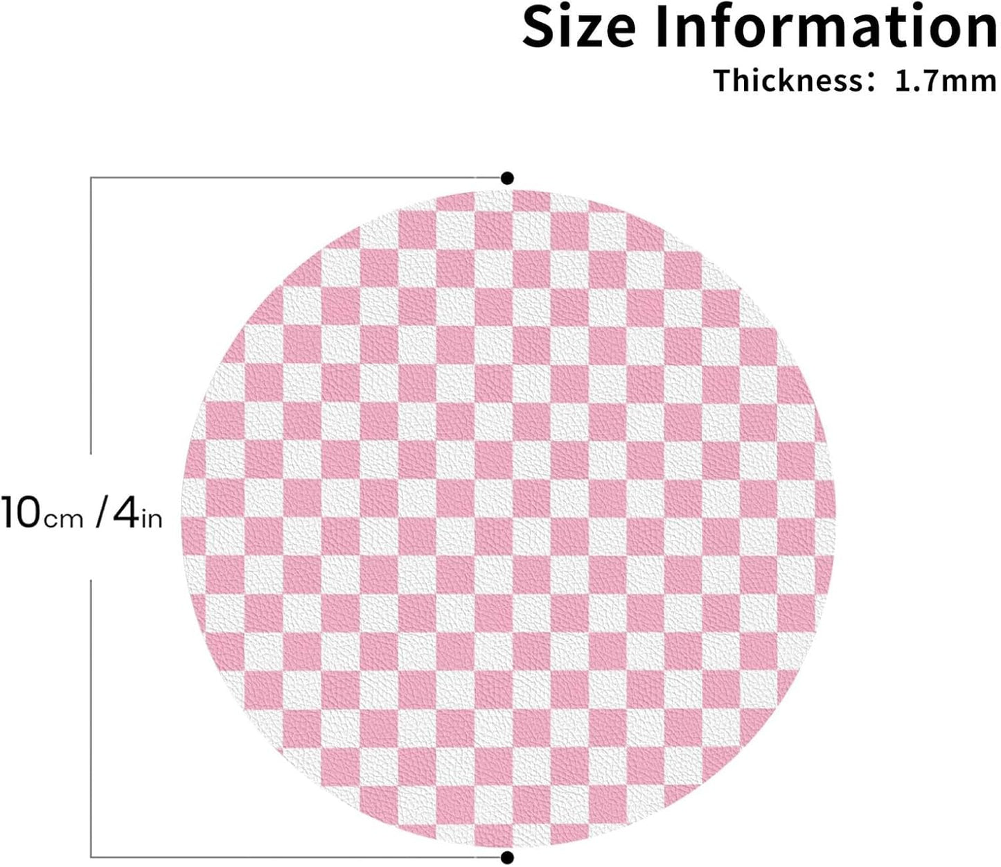 Pink Pastel Checkered Print Coasters Set of 4, Drink Coasters for Tabletop Protection Suitable for Kinds of Cups, Funny Cup Coaster for Living Room Home Decor