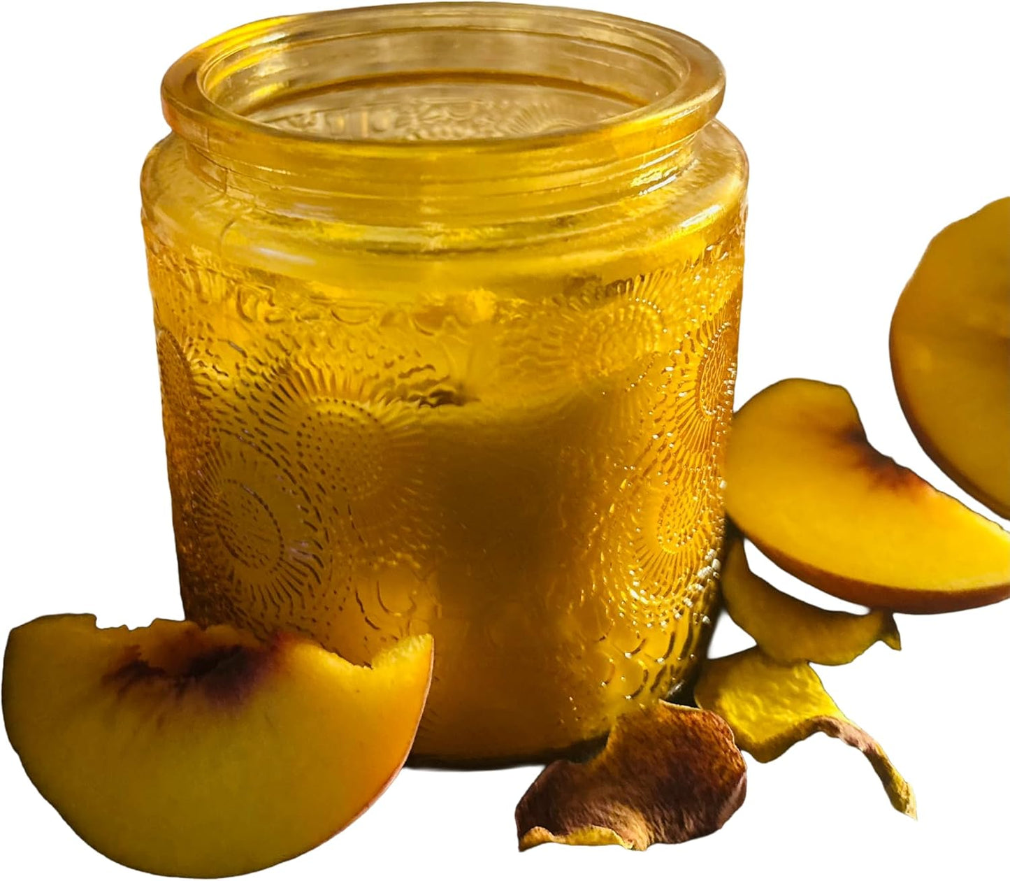 Peach Sorbet Scented Soy Dried Fruit Candle, Hand Poured, Glass Jar Candle with Airtight Lid