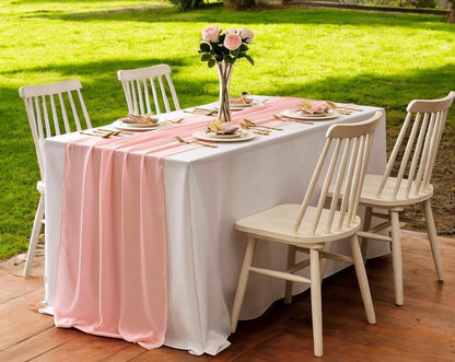 MDS Pack of 2 | Peach | 14ft Chiffon Table Runner 29x170 Inches Long Romantic Rustic Sheer Gauze Runner for Wedding Bridal Shower Birthday Banquets Engagement Spring Easter Boho Decorations