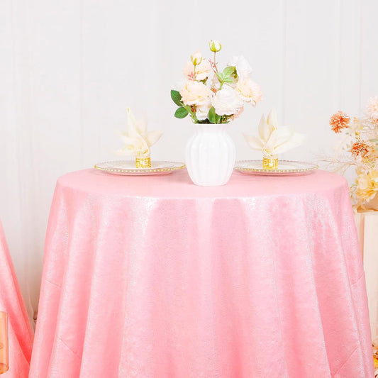 ShiDianYi Sequin Tablecloth Round 72-Inch Pink Table Cloths Glitter Sequence Tablecloth Overlay Baby Pink Round Table Cover for Wedding/Birthday Cake Decor