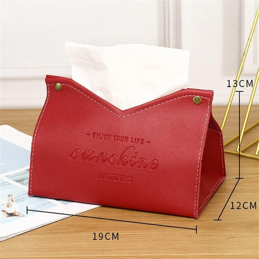 Tissue Box Holder Living Room Dining Room Friendly PU Leather Tissue Box Multi-Purpose Solid Color Creative Napkin Storage Box Tissue Box Cover(Pink)