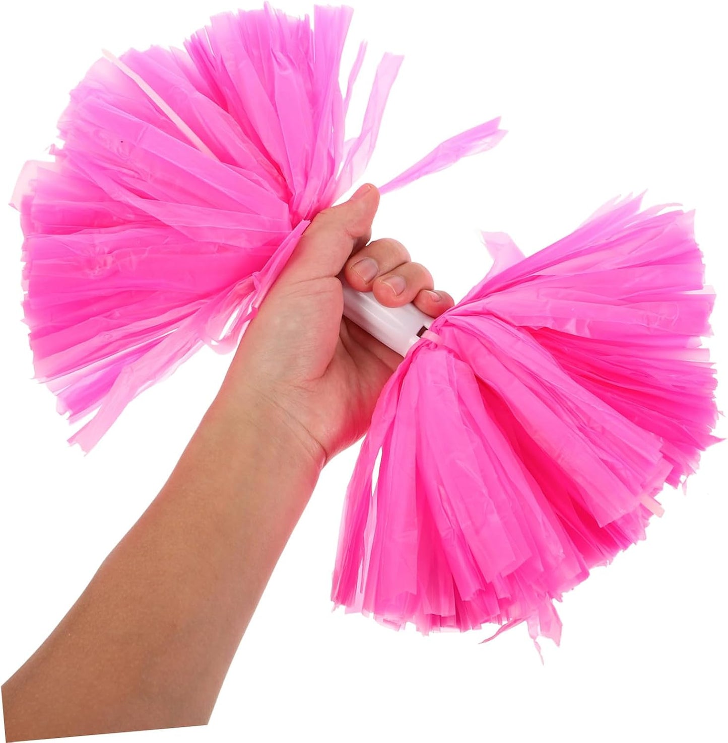 2PCS Pink Handheld Cheerleading Pom Poms with Handles for Team Dance Games Portable Lightweight Spirit Accessories for Festival Celebration