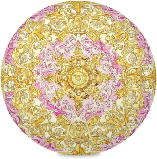 Retro Floral Pattern Gold and Peach placemat Round Table Reusable placemat Washable placemat Moroccan placemats for Dining Table placemats Heat Resistant Waterproof Place Settings for 6 for