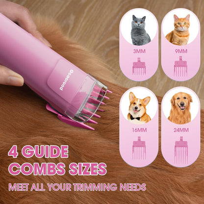 Dog Grooming Vacuum and Dryer Kit, Blower for Pet Vacuum Grooming 7 in 1 with Clippers for Dogs Hair Shedding Brush Remover Tools at Home Pink