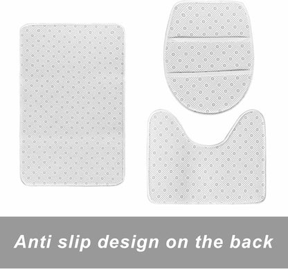 Custom Bathroom Rugs Sets 3 Piece Personalized Bath Rug Set Design Image Logo Text Non Slip Washable Absorbent Floor Mats with U-Shaped Contour Toilet Mat Light-Pink 31.5 x 19.7 Inch