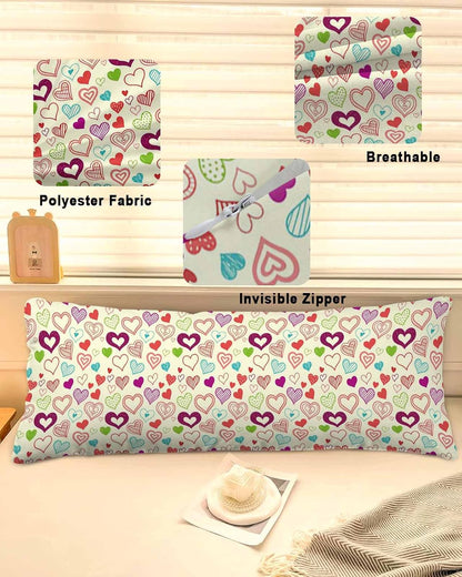 Valentine's Day Throw Pillow Covers, Heart Love Modern Country Light Yellow Soft Breathable Pillow Cases with Invisible Zipper for Sleeping, Long Body Pillowcases for Couch Bed Sofa Chair 20x54 Inches