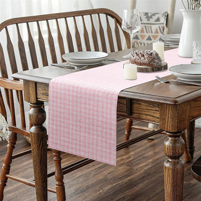 Manfei Grid Tabletop Decor for Kitchen Or Dining, Plaid Buffalo Check Table Runners for Boys Teens Adult,Dreamy Sweet Minimalist Table Mat 13 X 60 Inches, Light Pink
