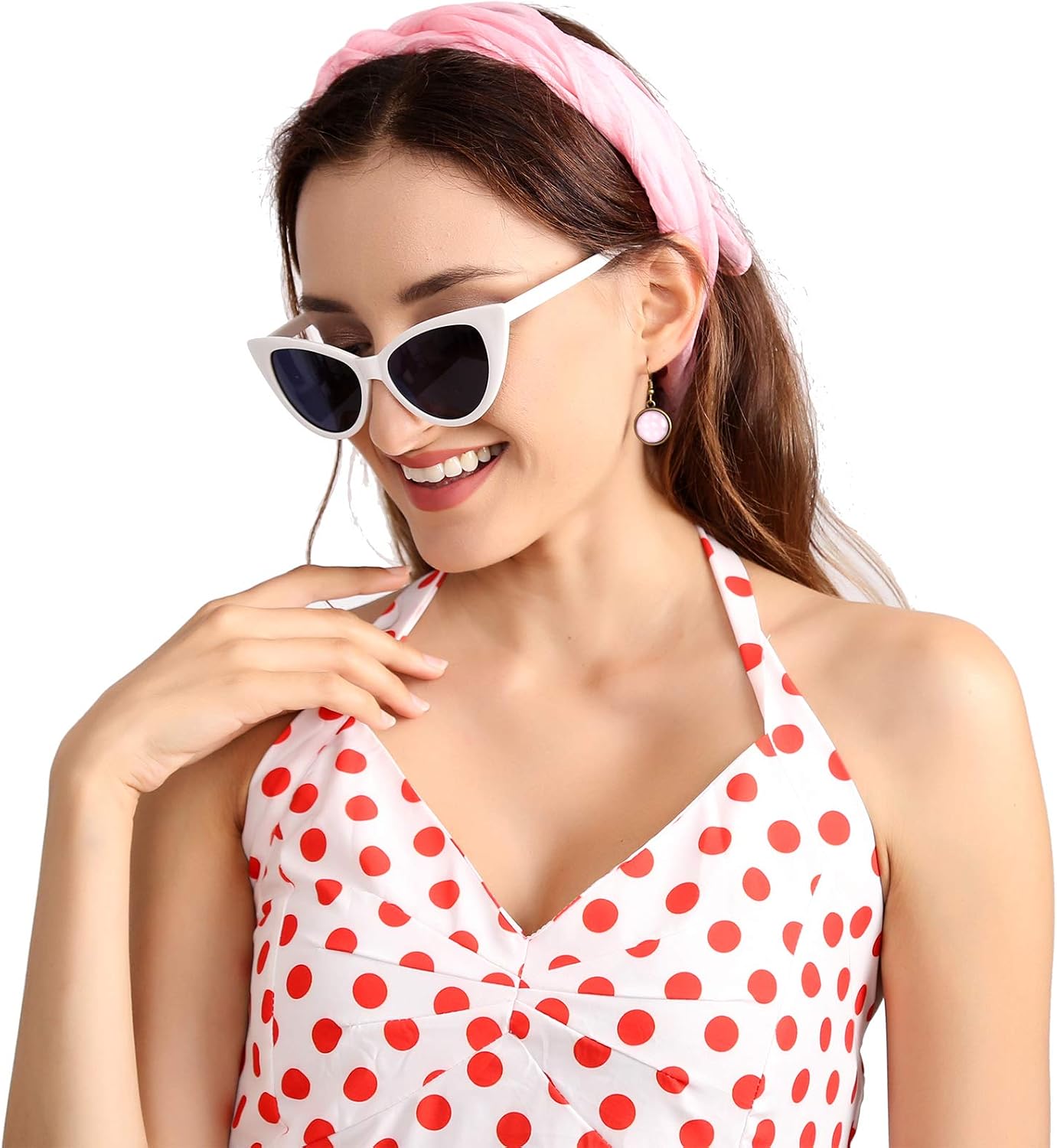MissShorthair 50s Chiffon Scarf Sheer Square Neck Head Scarf for Women