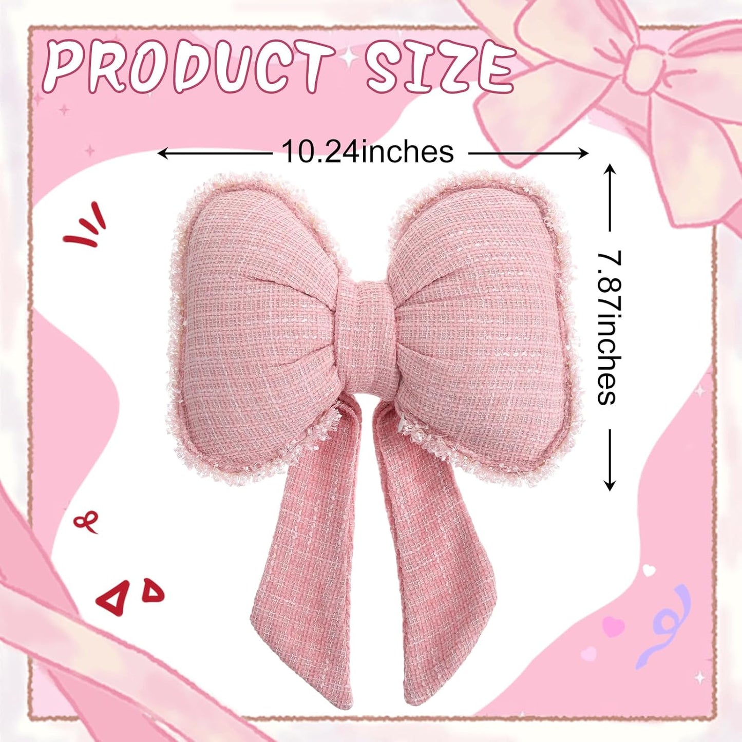 Kathfly Pink Bow Pillow Soft Bow Shaped Throw Pillows Decorative Cute Cushion Aesthetic Home Decor for Room Bed Sofa Couch(Lace Trim,Polyester)