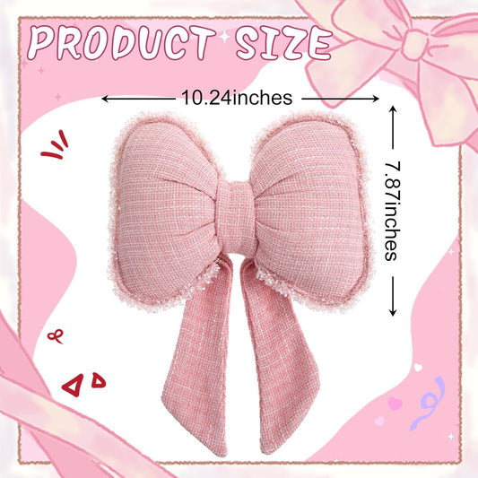 Kathfly Pink Bow Pillow Soft Bow Shaped Throw Pillows Decorative Cute Cushion Aesthetic Home Decor for Room Bed Sofa Couch(Lace Trim,Polyester)