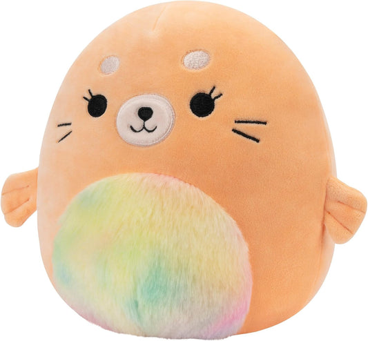 Squishmallows Original 8-Inch Romy Peach Seal with Tie-Dye Belly - Official Jazwares Plush