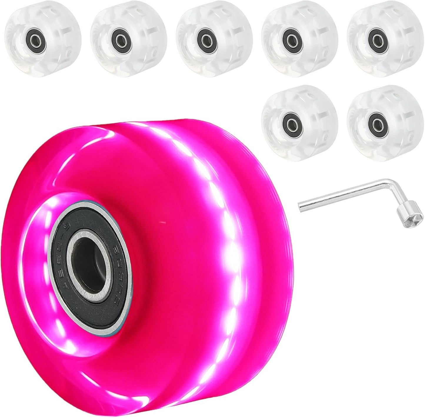 PATIKIL Light Up Skateboard Cruiser Wheels Set with Bearings Trucks Tool Kit for Outdoor Double Row Skating