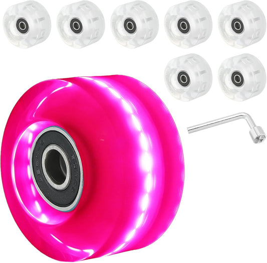 PATIKIL Light Up Skateboard Cruiser Wheels Set with Bearings Trucks Tool Kit for Outdoor Double Row Skating