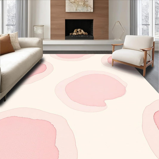 Flatwoven High Traffic Area Rug 5x7, Abstract Brushstroke Watercolor Minimalist Contemporary, Non Slip, Stain Resistant, Washable Area Rugs for Living Room, Bedroom (Pink, 5x7)
