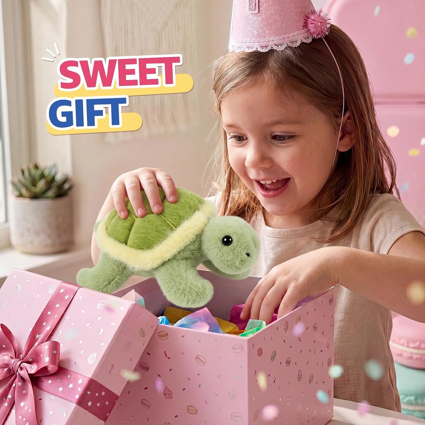 PEACH CAT Sea Turtle Stuffed Animal Cute Plushies Small Plush Toys Birthday Gifts for Girls Boys Kids