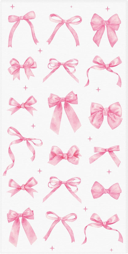 R HORSE Coquette Pink Bow Beach Towel for Girls Women, 30 x 60 inch Microfiber Summer Beach Pool Towel Quick Dry Sand Free Blanket for Bath Sport Travel Swimming Camping Party Supplies