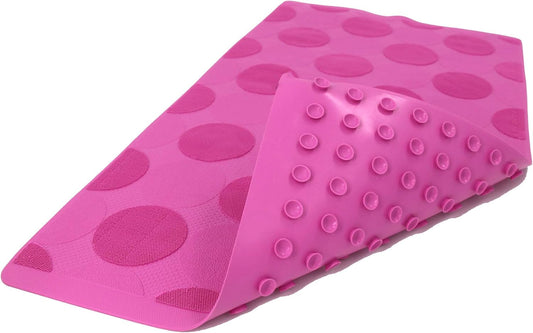 SafeLand- Non-Slip Bath, Shower, Tub Mat, TPR Material, Eco-Friendly, Non-PVC, Machine Washable, No Odor, with Powerful Gripping Suction Cups, Pop Circle (16"x28" Pink)