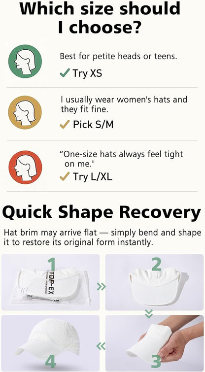 TOP-EX Cooling UV 50 High Ponytail Baseball Cap for Women Quick Dry Sports | Advanced tech sweat-absorbing band; breathable running fit; 2.4oz ultra-light; packable; water-resistant; eco recycled.