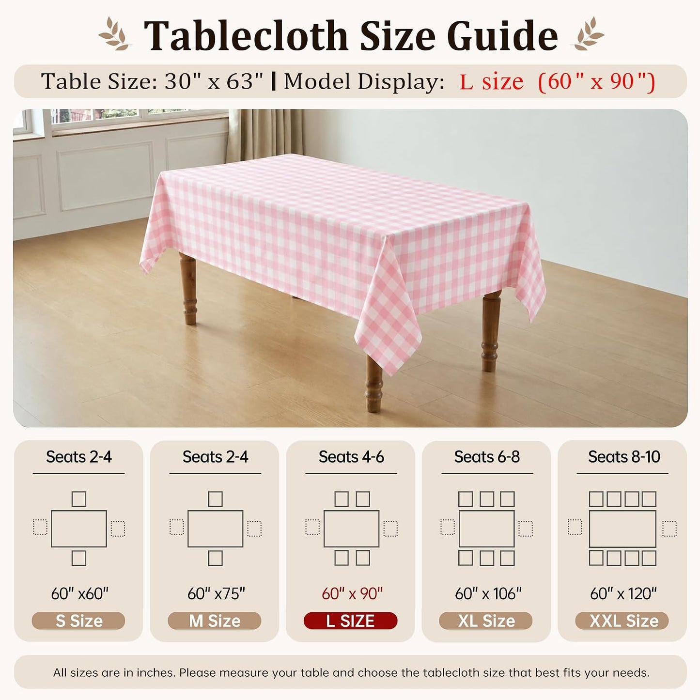 Pink Gingham Tablecloth, Checkered Table Cloth Cotton Linen Fabric, Washable Wrinkle Free Buffalo Plaid Table Cover for Picnic Farmhouse Kitchen Outdoor Party 60"x90" Rectangle