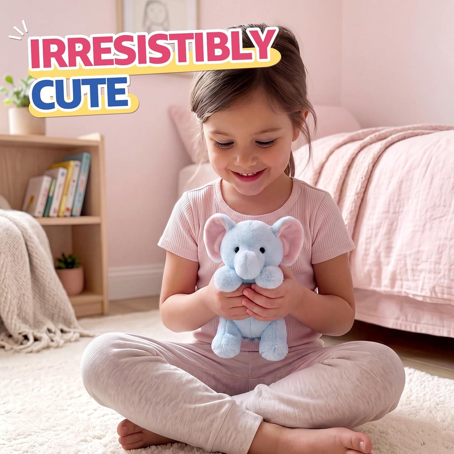 PEACH CAT Elephant Stuffed Animal Cute Plushies Small Plush Toys Birthday Gifts for Kids Girls Boys Blue