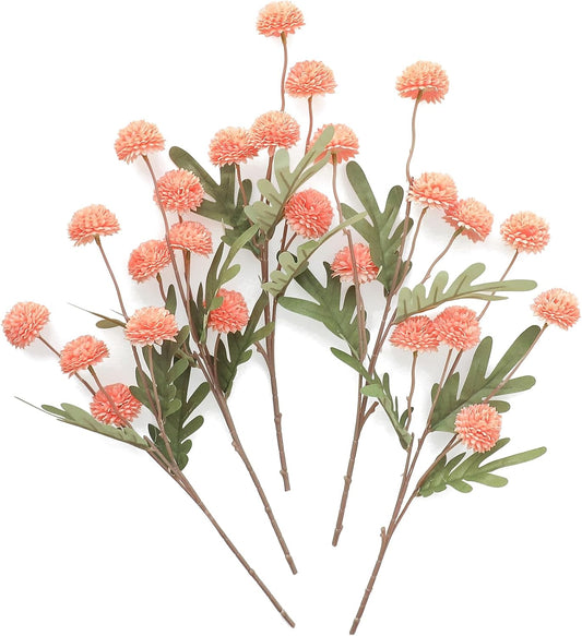 Floroom 5pcs Coral Pink Faux Silk Mums Artificial Flowers, Bulk Fake Small Mini Chrysanthemums with Stems for DIY Wedding Centerpieces Floral Arrangements Vase Fillers Home Decorations