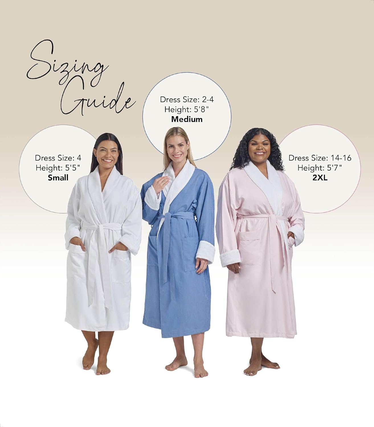 Women's Microfiber Robe by BOCA - Luxury Hotel Bathrobe, Long Spa Robes for Women - Generous Sizing