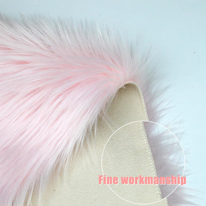 OKAYDA 2-Pack 18" Fuzzy Square Faux Sheepskin Chair Covers - Plush & Non-Slip Seat Cushion Pad for Dining, Office, Vanity Chairs, Fluffy Soft Faux Fur Rug for Living Bedroom, Home Decor (Pink)