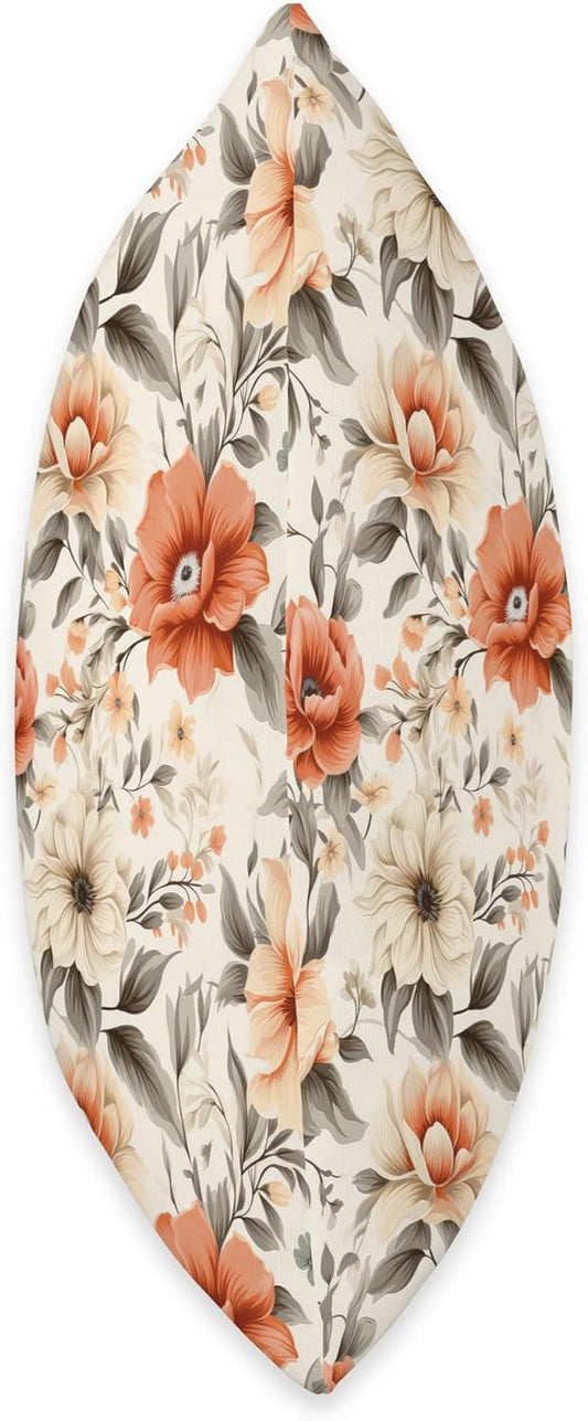 Pretty Vintage Flowers Peach Gray Cream Floral Pattern Throw Pillow