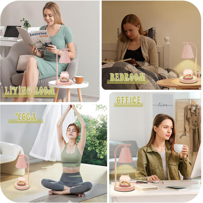 Pink Candle Warmer Lamp - with Timer & Dimmer, Cozy for Women Mom, Modern Home Decor House Warming Gifts Wax Melt Warmer for Scented Jar Candles