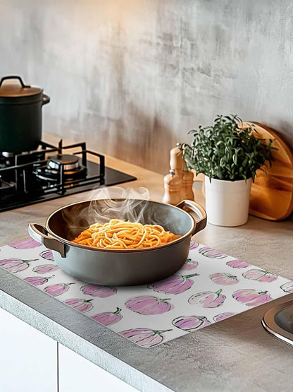 Coffee Mat for Countertops Fall Thanksgiving Light-pink Pumpkin Pattern Absorbent Dish Drying Mat for Kitchen Counter Coffee Bar Accessories Rubber Backed for Espresso Machine 18" x 24"