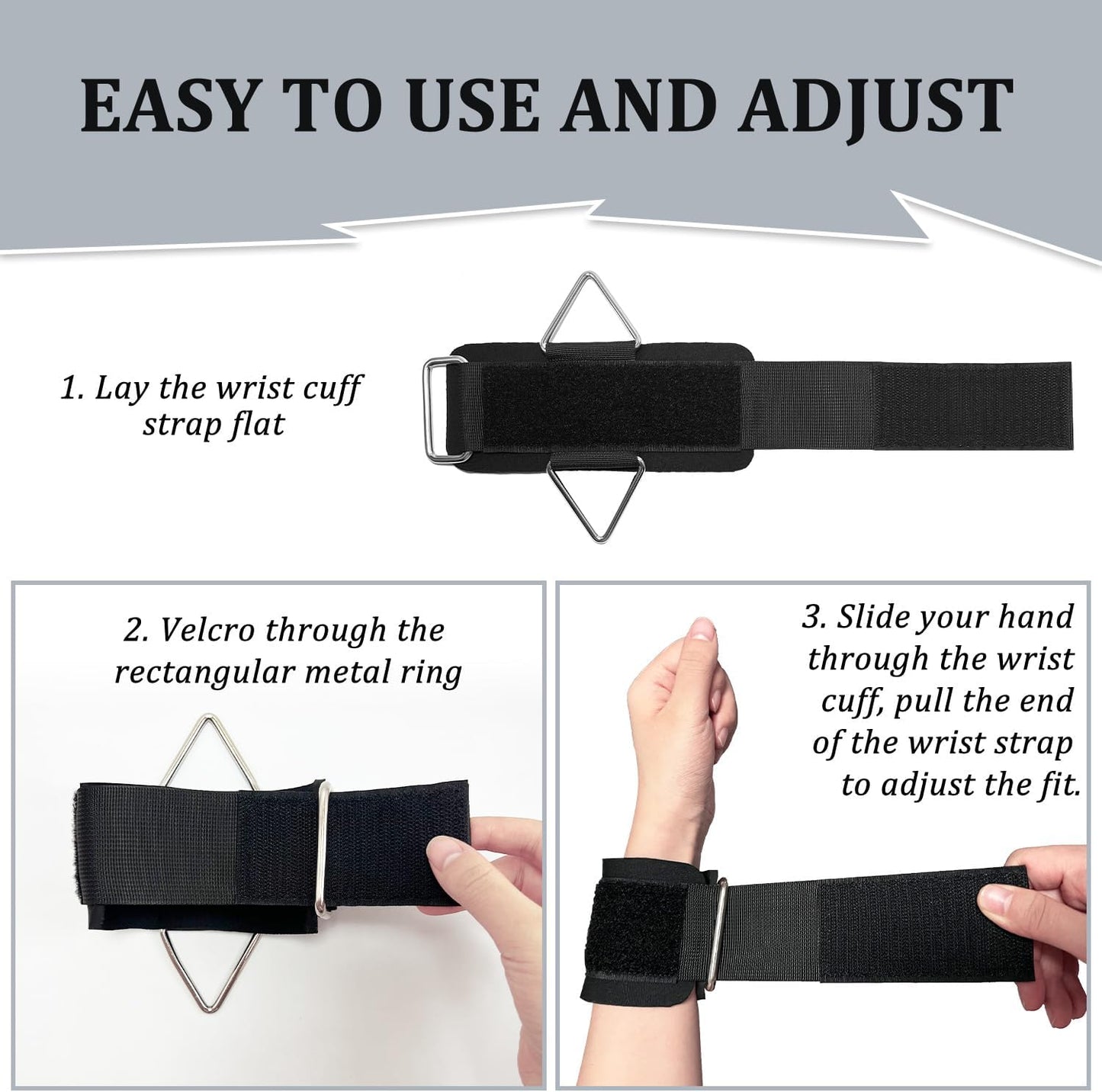 2Pack Wrist Cuffs for Cable Machine, Adjustable Neoprene Padding, One Size Fit All, Fitness Wrist Straps for Men Women