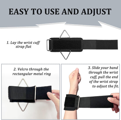 2Pack Wrist Cuffs for Cable Machine, Adjustable Neoprene Padding, One Size Fit All, Fitness Wrist Straps for Men Women