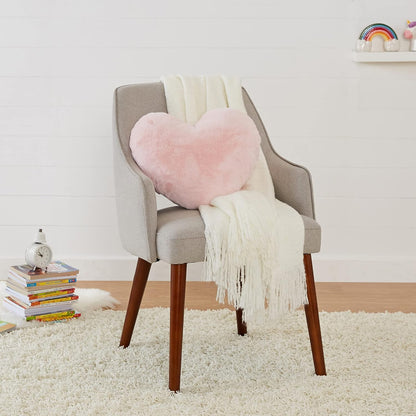 Amazon Basics Kids Pink Heart Decorative Pillow for Bedroom, Room Decor, 10.5 in x 4 in