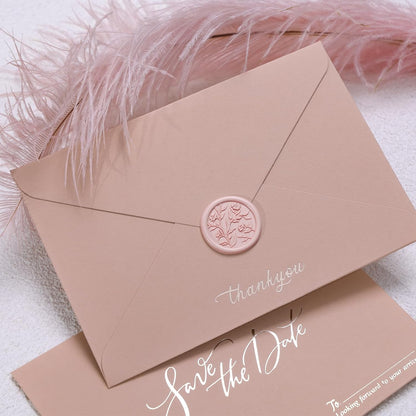UNIQOOO Wax Seal Stickers - 3D Floral Wedding Invitation Envelope Seal Sticker, 50 Pcs Self- Adhesive Flower Blush Pink Stickers, Perfect for Invitation, Christmas, Gift Wrapping